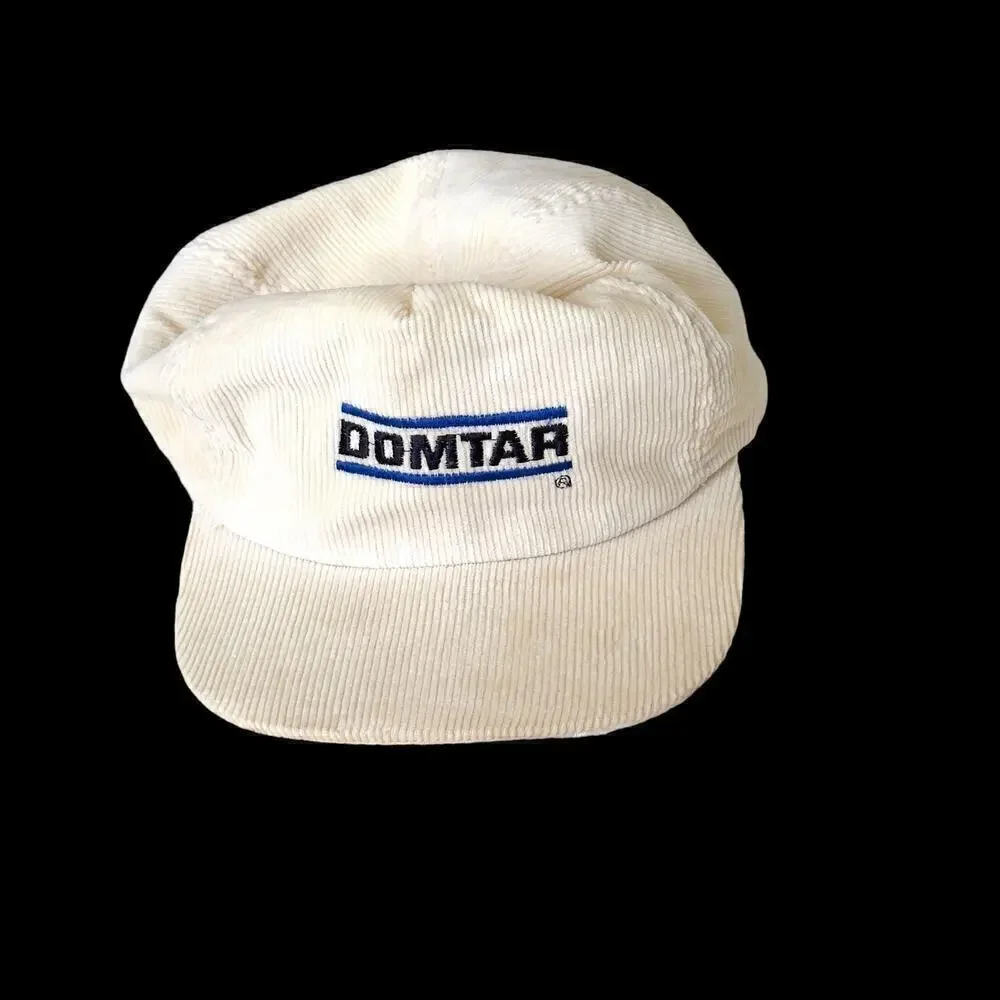 Vintage 90’s Domtar Corduroy Snapback Hat Apparel Trucker Cap OSFM  Embroidered